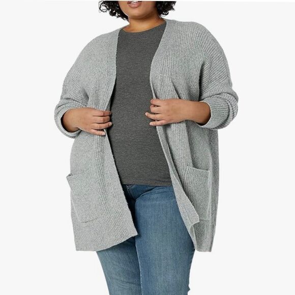 New Goodthreads Womens Cardigan Sweater XXL Gray Oversized Boucle Shaker Stitch - Picture 3 of 11